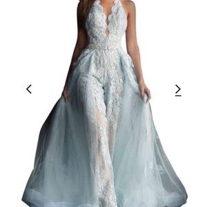 Baby blue Jovani jump suit dress